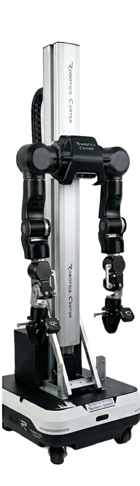 RC M1 mobile manipulator three-quarter view with vertical lift